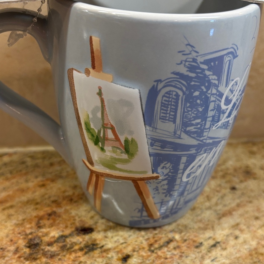 NWT Disney Minnie Mouse Light Blue Paris Mug with Eiffel Spoon Accent - Picture 7 of 8